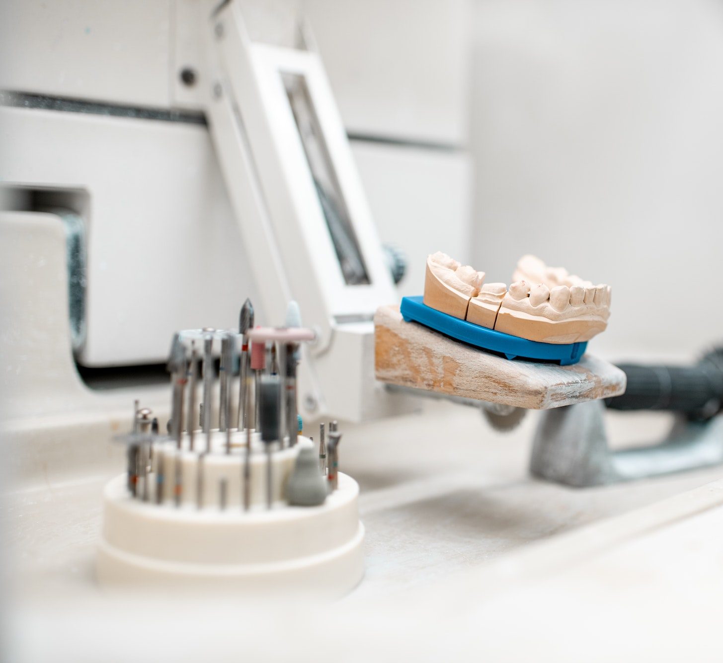 Dental technician working place at the laboratory